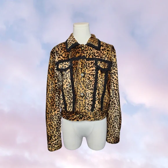 Rare Vtg 80s Howard Wolf Cheetah Leopard Print Brown Black Boho Western Jacket - Picture 2 of 7